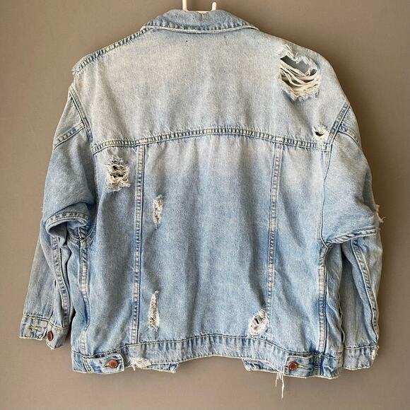 Zara sz S distressed‎ oversized jean jacket - Picture 3 of 7